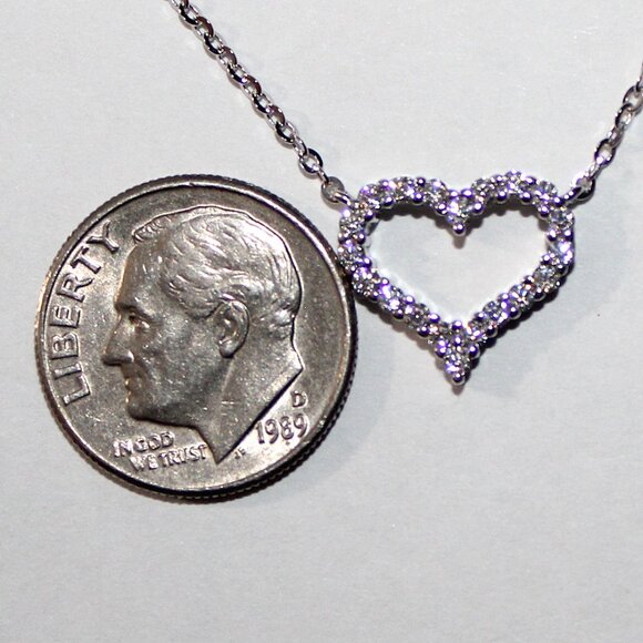Sterling Silver Diamond Heart Necklace - Picture 2 of 5